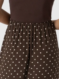 Renee Contrast Frill Dress - Brown Polka Dot