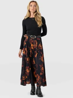 Renee Contrast Long Sleeve Dress - Autumn Floral