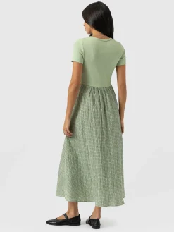 Renee Contrast Short Sleeve Dress - Mint Gingham