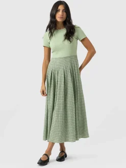 Renee Contrast Short Sleeve Dress - Mint Gingham