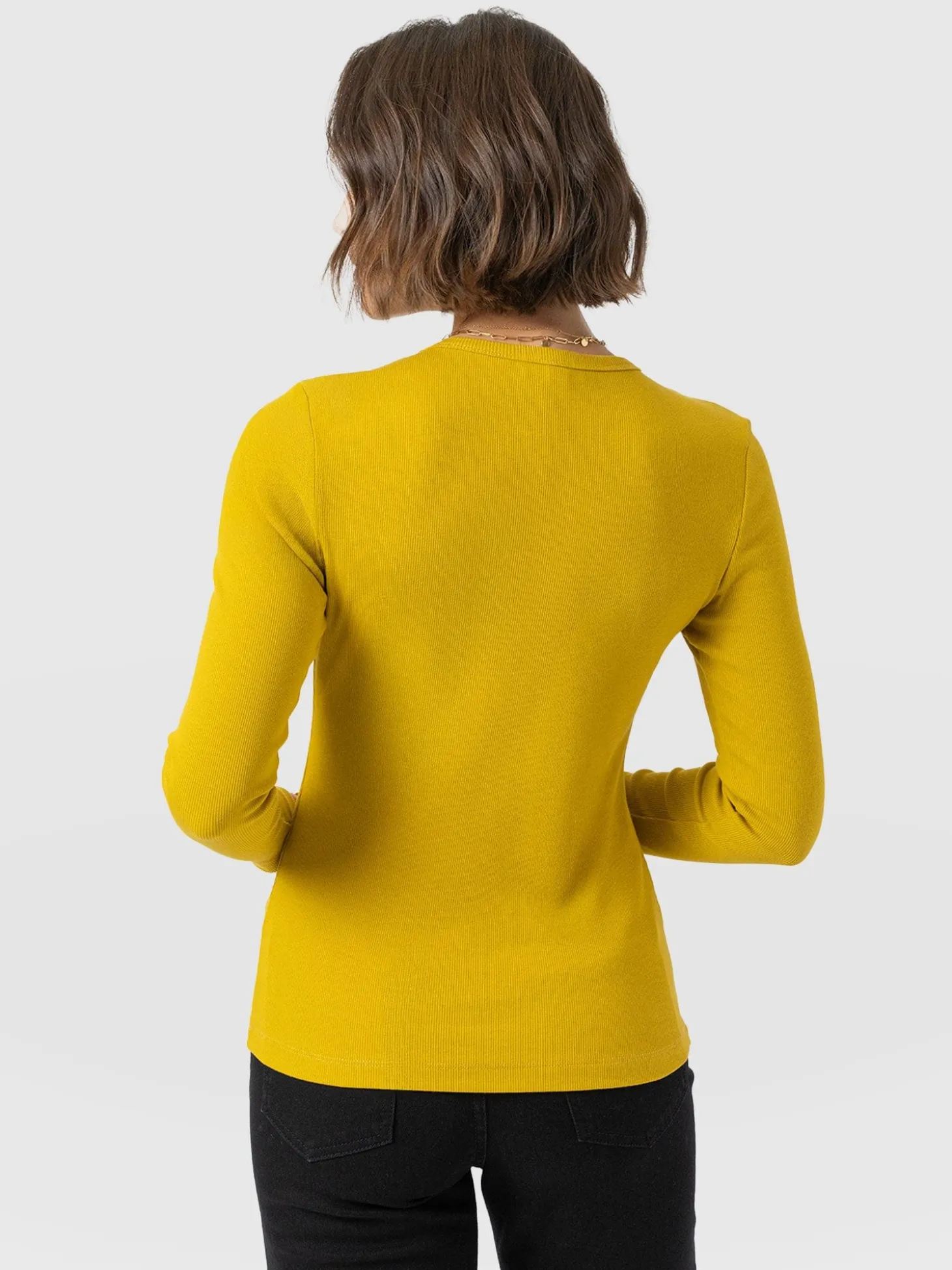 Ribbed Long Sleeve Tee - Mustard