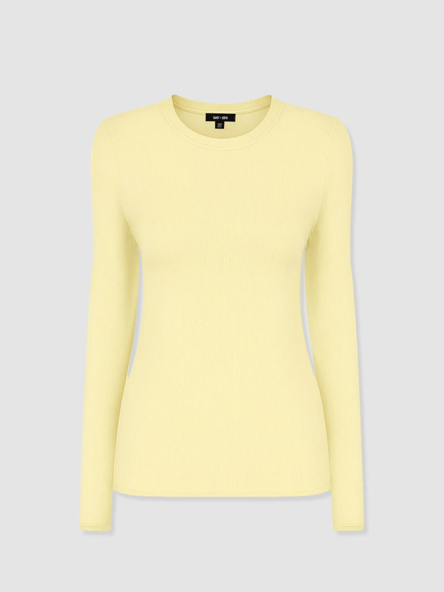 Ribbed Long Sleeve Tee - Pale Yellow