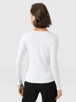 Ribbed Long Sleeve Tee - White