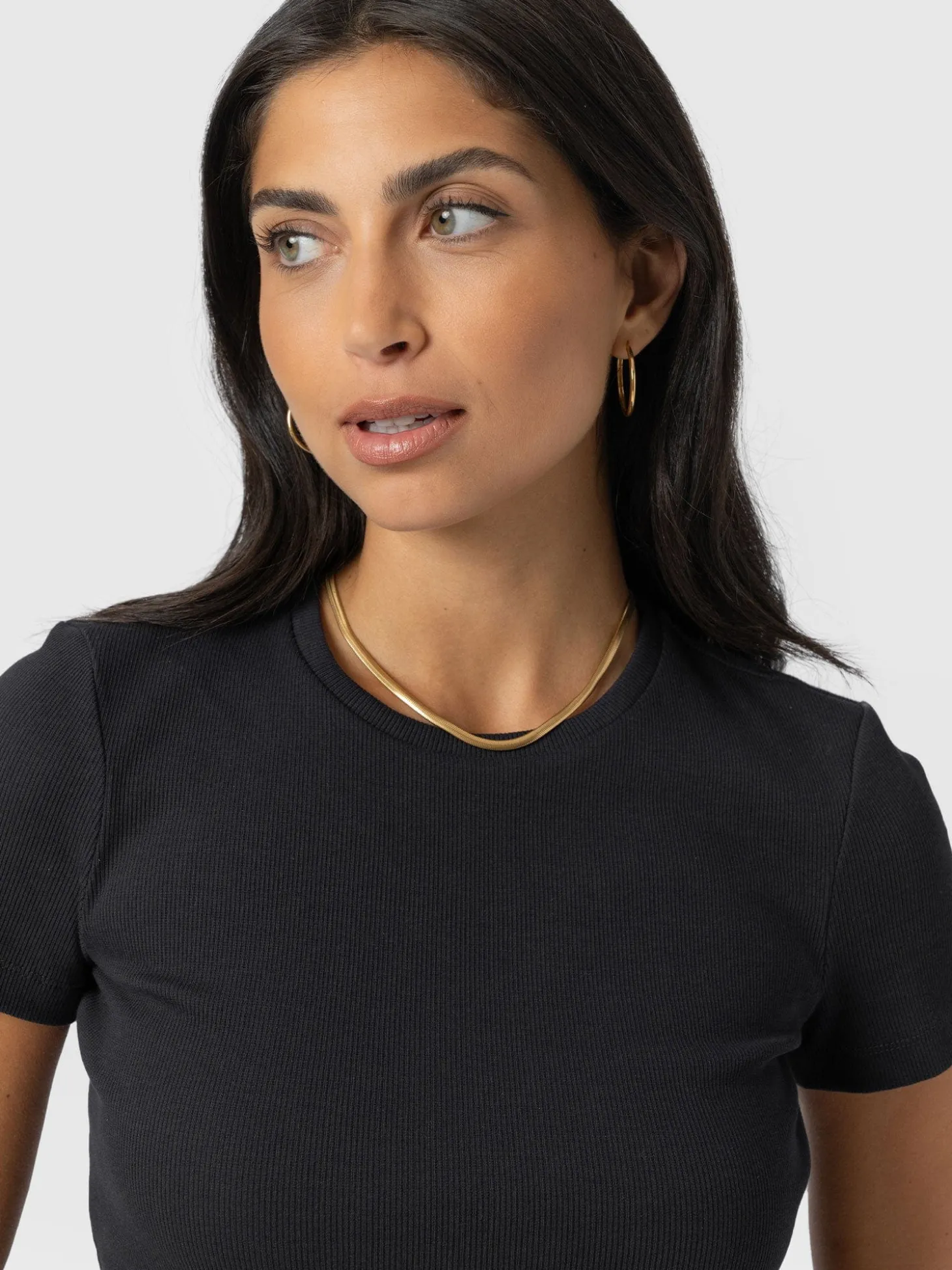Ribbed Short Sleeve Tee - Black