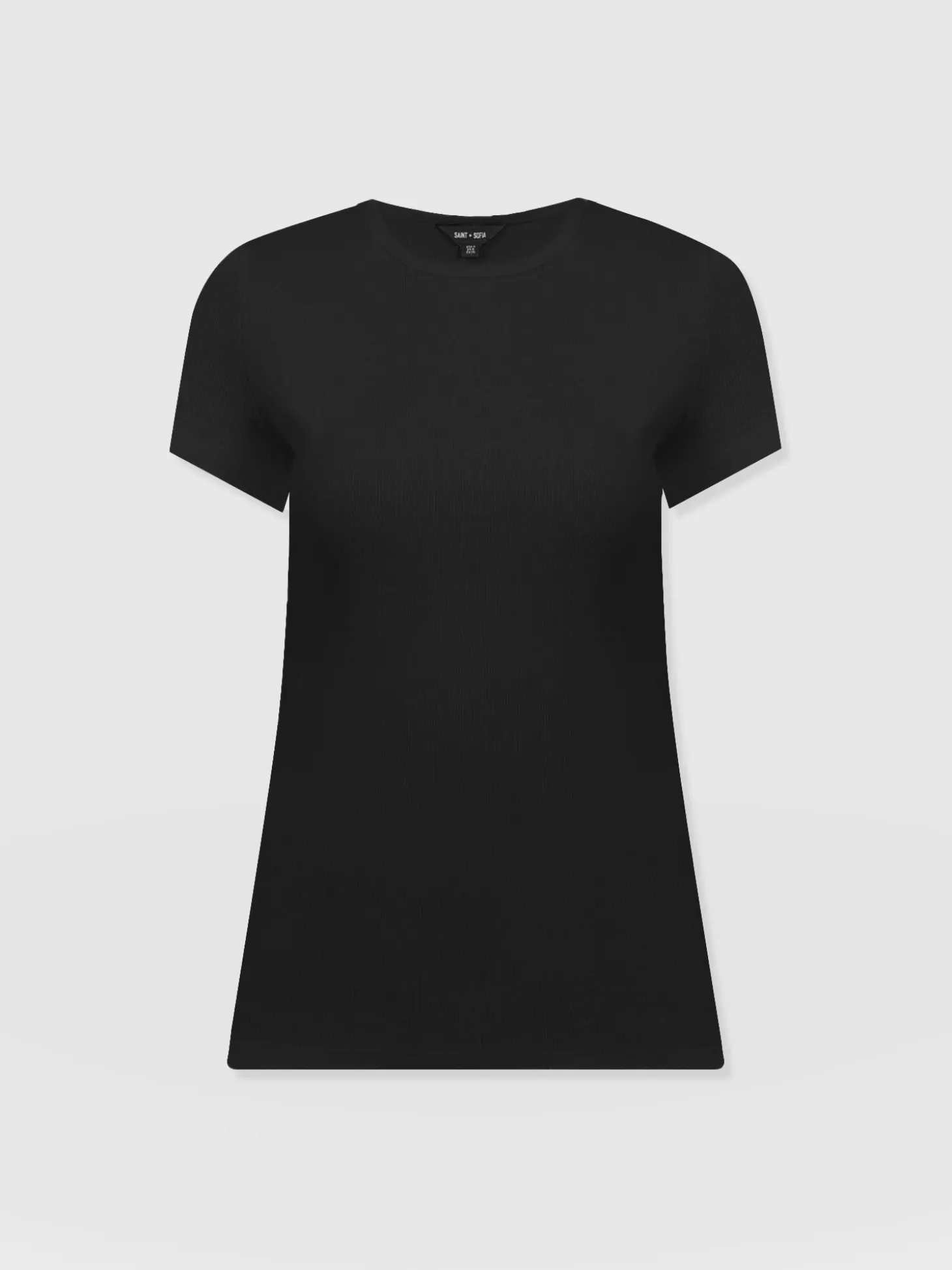 Ribbed Short Sleeve Tee - Black