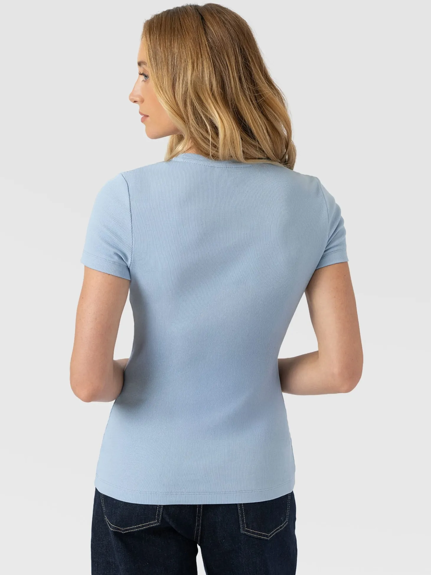 Ribbed Short Sleeve Tee - Powder Blue