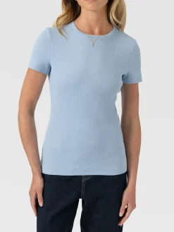 Ribbed Short Sleeve Tee - Powder Blue