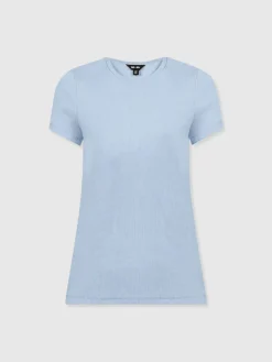 Ribbed Short Sleeve Tee - Powder Blue