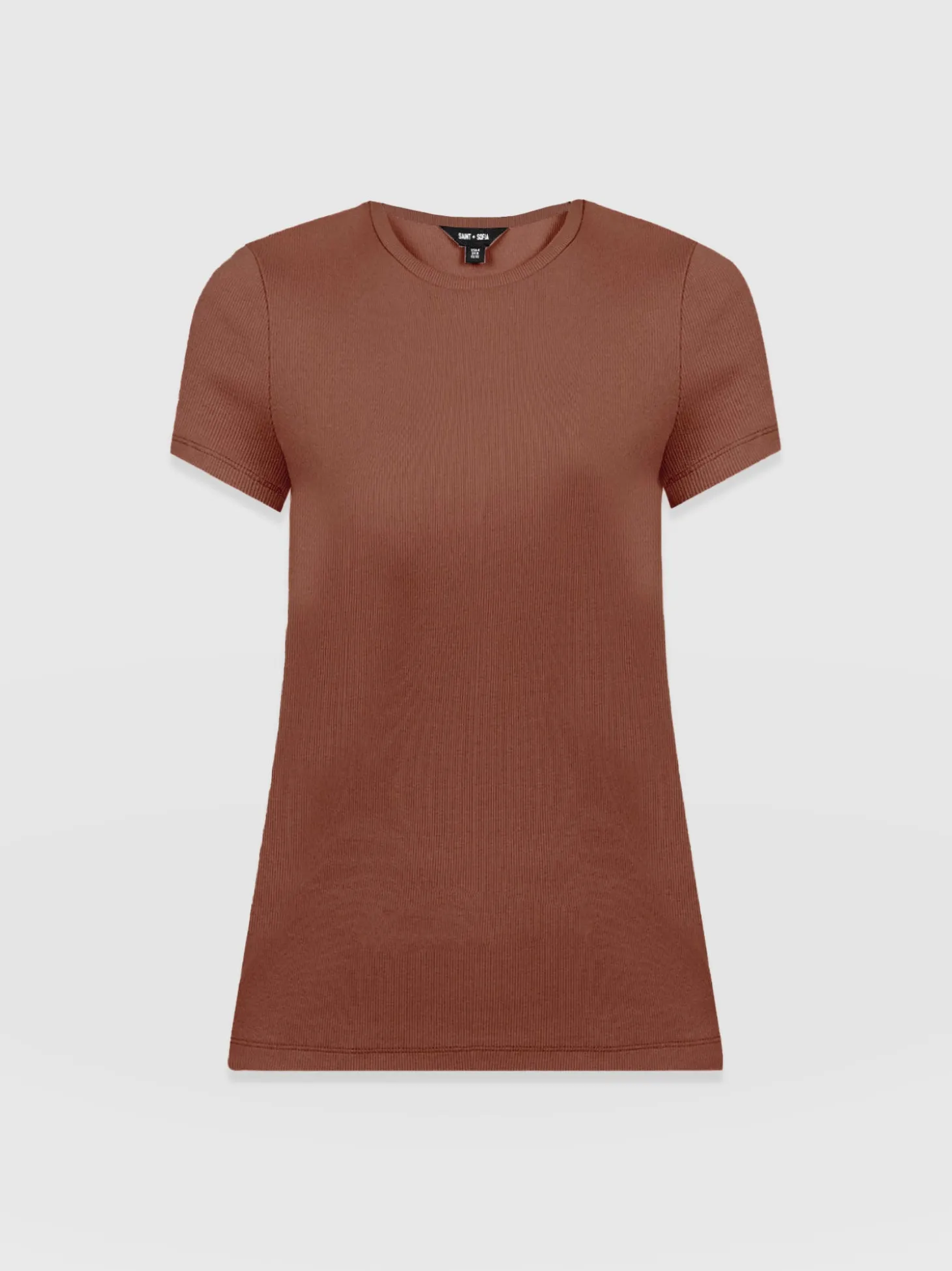 Ribbed Short Sleeve Tee - Russet Brown