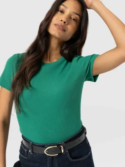 Ribbed Short Sleeve Tee - Sea Green