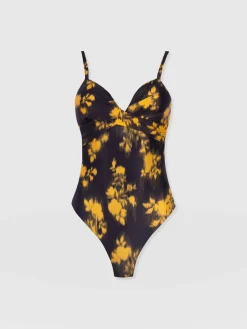 Riley Cross Front Swimsuit - Yellow Fade Floral