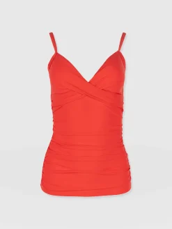 Riley Cross Front Tankini Top - Red