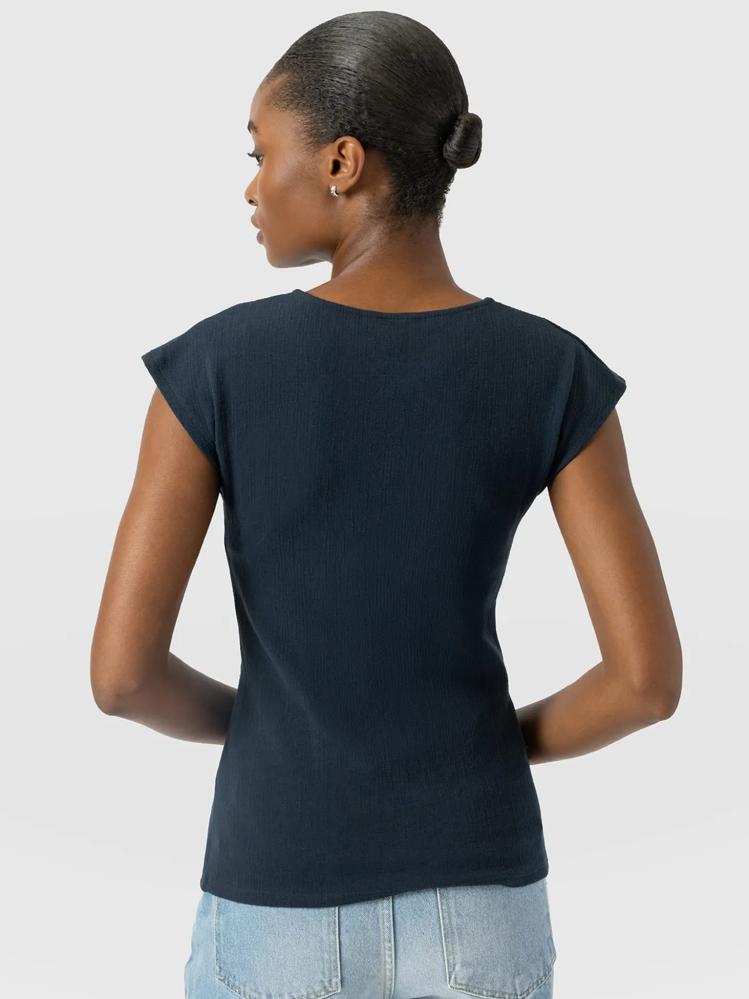Rosa Wrap Top - Navy Textured