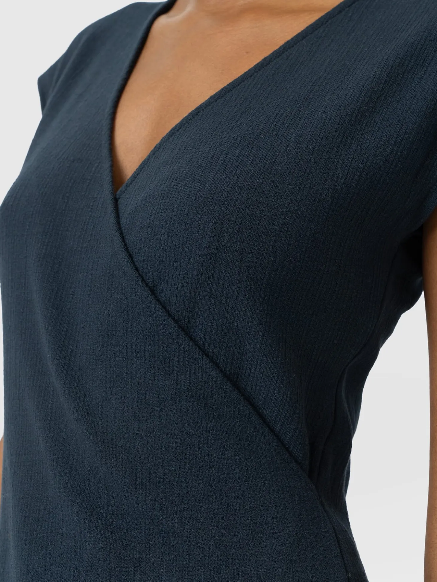Rosa Wrap Top - Navy Textured
