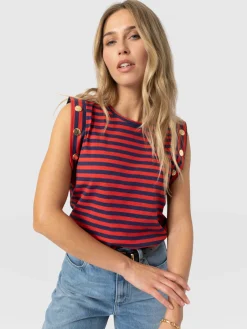 Rowan Tee - Red/Navy Stripe