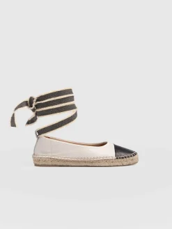 Rowe Espadrille Tie Pumps - Cream/Black