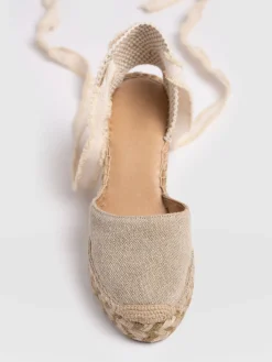 Rowe Espadrille Tie Wedges - Cream