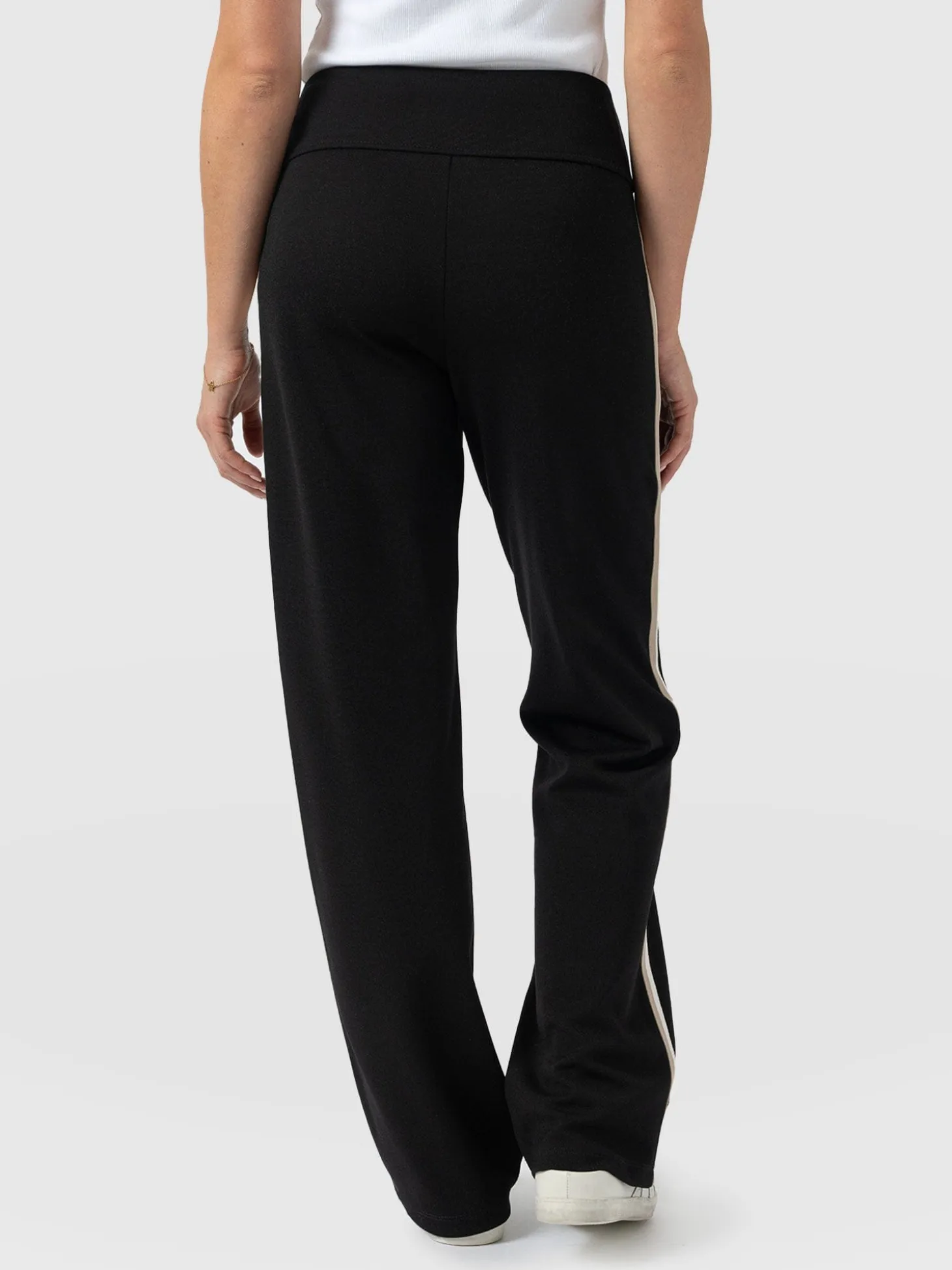 Runway Pant - Black - Cream/Beige Stripe