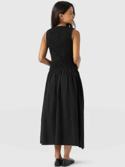 Sadie Shirring Dress - Black