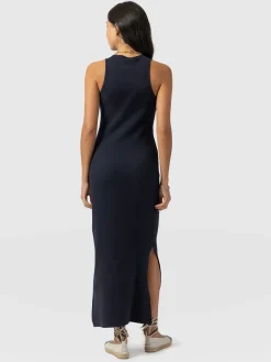 Sleeveless Rib Dress - Navy