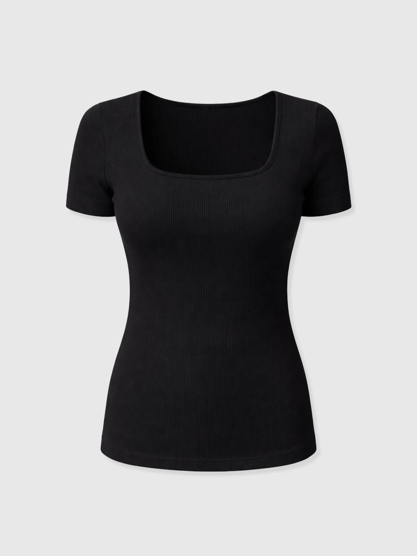 Sloane Ribbed Short Sleeve Tee - Black