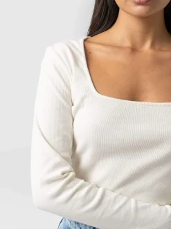 Sloane Ribbed Top - Cream