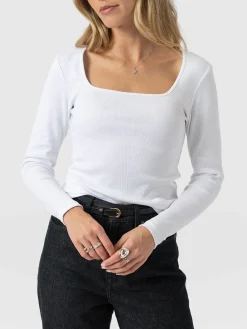 Sloane Ribbed Top - White