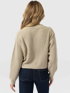 Soho Crop Cardigan - Beige