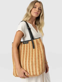 Stella Shopper Bag - Orange Raffia