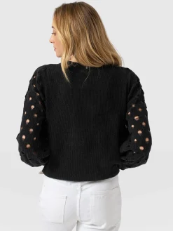 Suki Lace Hole Knit - Black