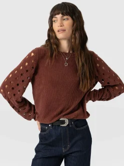 Suki Lace Hole Knit - Mauve