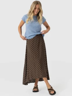 Sutton Skirt - Brown Polka Dot