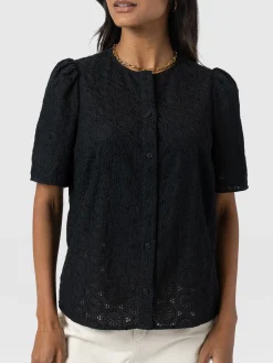 Tabitha Short Sleeve Blouse - Black