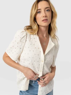Tabitha Short Sleeve Blouse - Cream