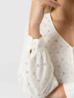 Tabitha V Neck Blouse - Cream Broderie