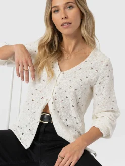 Tabitha V Neck Blouse - Cream Broderie