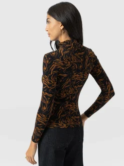 Tempest Roll Neck - Brown Zebra