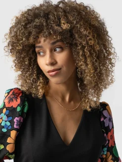 Tori Puff Sleeve Top - Black Pop Floral