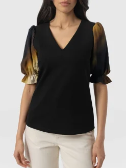 Tori Puff Sleeve Top - Yellow Gradient