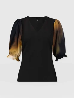 Tori Puff Sleeve Top - Yellow Gradient