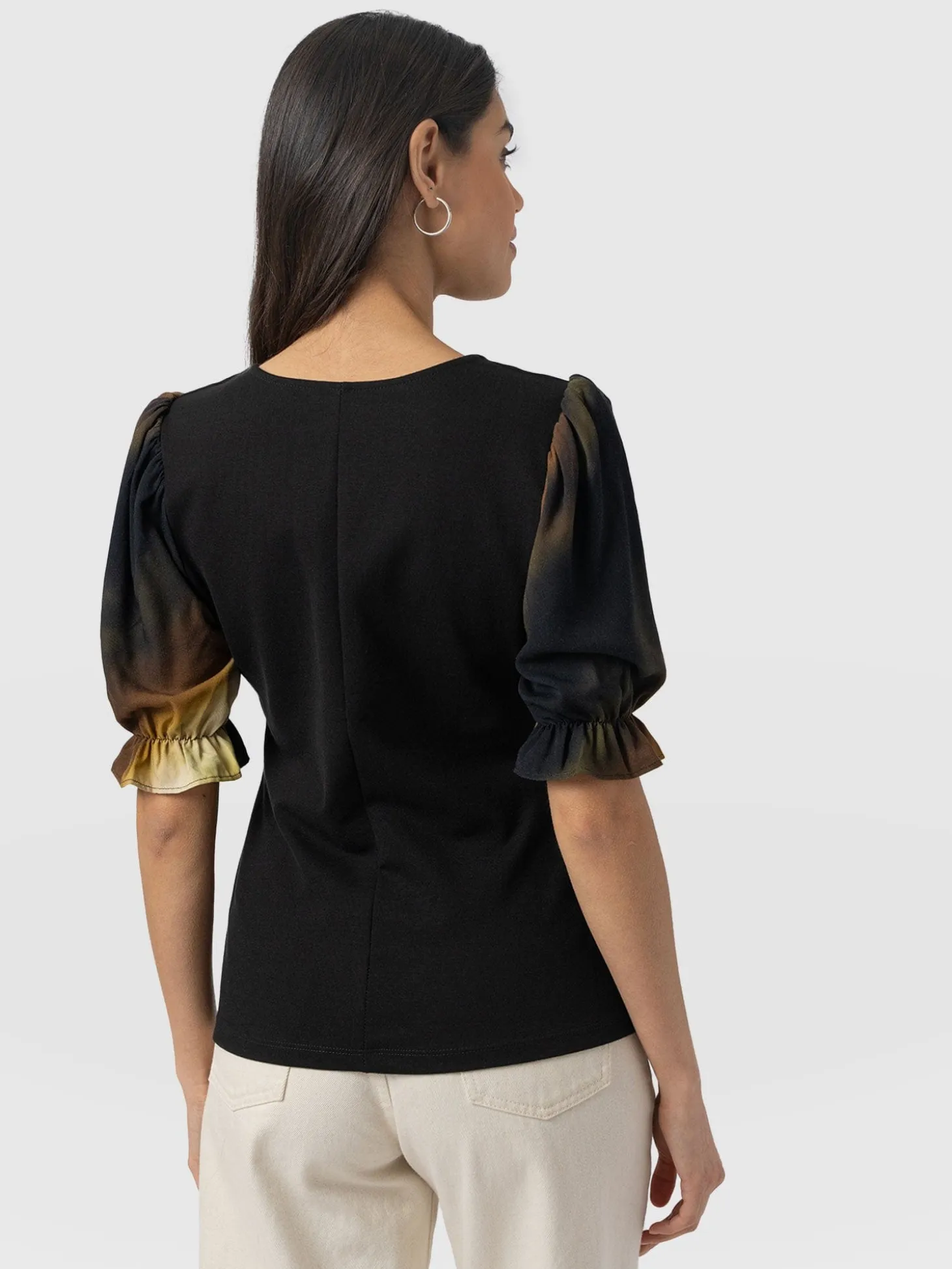 Tori Puff Sleeve Top - Yellow Gradient