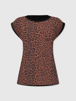 Turn Up Contrast Tee - Brown Leopard
