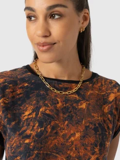 Turn Up Contrast Tee - Brown Marble