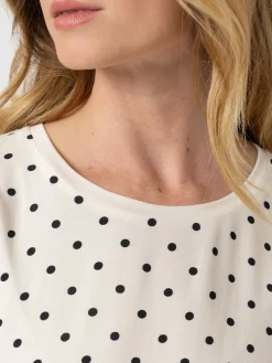 Turn Up Contrast Tee - Cream Polka Dot
