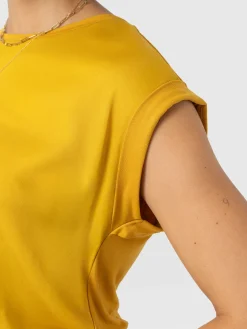 Turn Up Contrast Tee - Golden Yellow