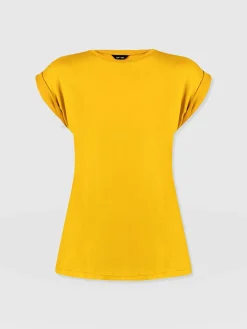 Turn Up Contrast Tee - Golden Yellow