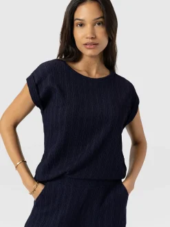Turn Up Tee - Navy Textured