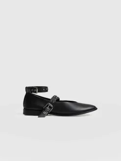 Vega Studded Ballerina Flats - Black