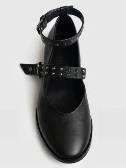 Vega Studded Ballerina Flats - Black
