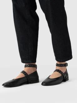 Vega Studded Ballerina Flats - Black